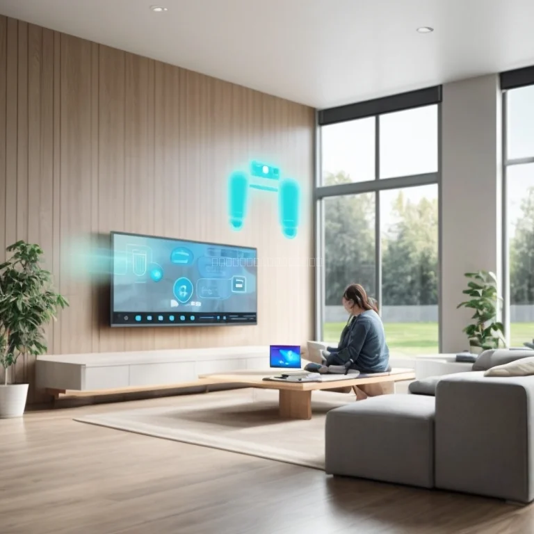 LivingHubAIのスマートホームデバイスが表示された現代的な居間